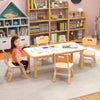 Kids Table and Chairs Set for 4 with Graffiti Desktop-Natural - Gallery View 1 of 10