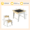 Kid's table and chair set with double-sided tabletop, suitable for ages 3-6, ideal for drawing and learning activities.