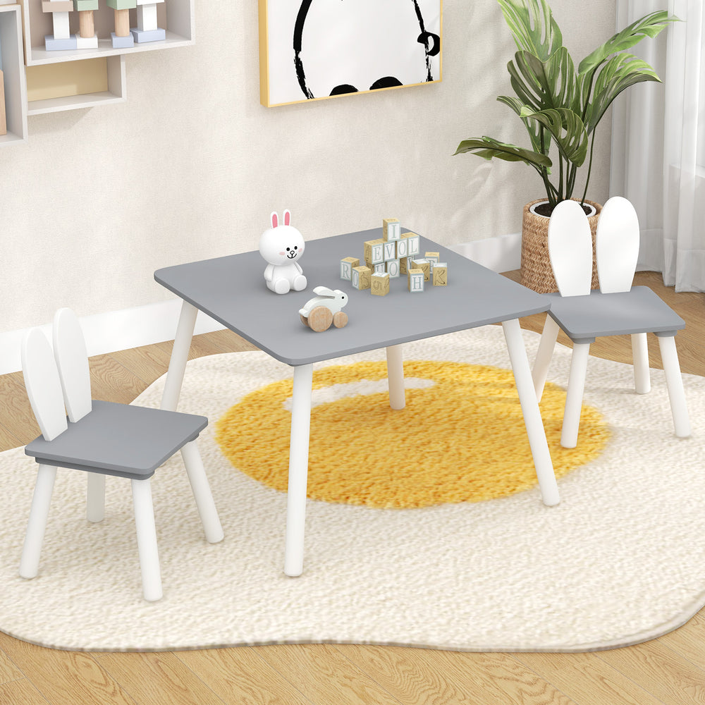 3 Pieces Kids Table and Chairs Set for Arts Crafts Snack Time-Gray - Gallery View 1 of 10