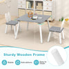 Kids table and chairs set in gray with bunny ear backrests, ideal for arts, crafts, and snack time in playrooms.