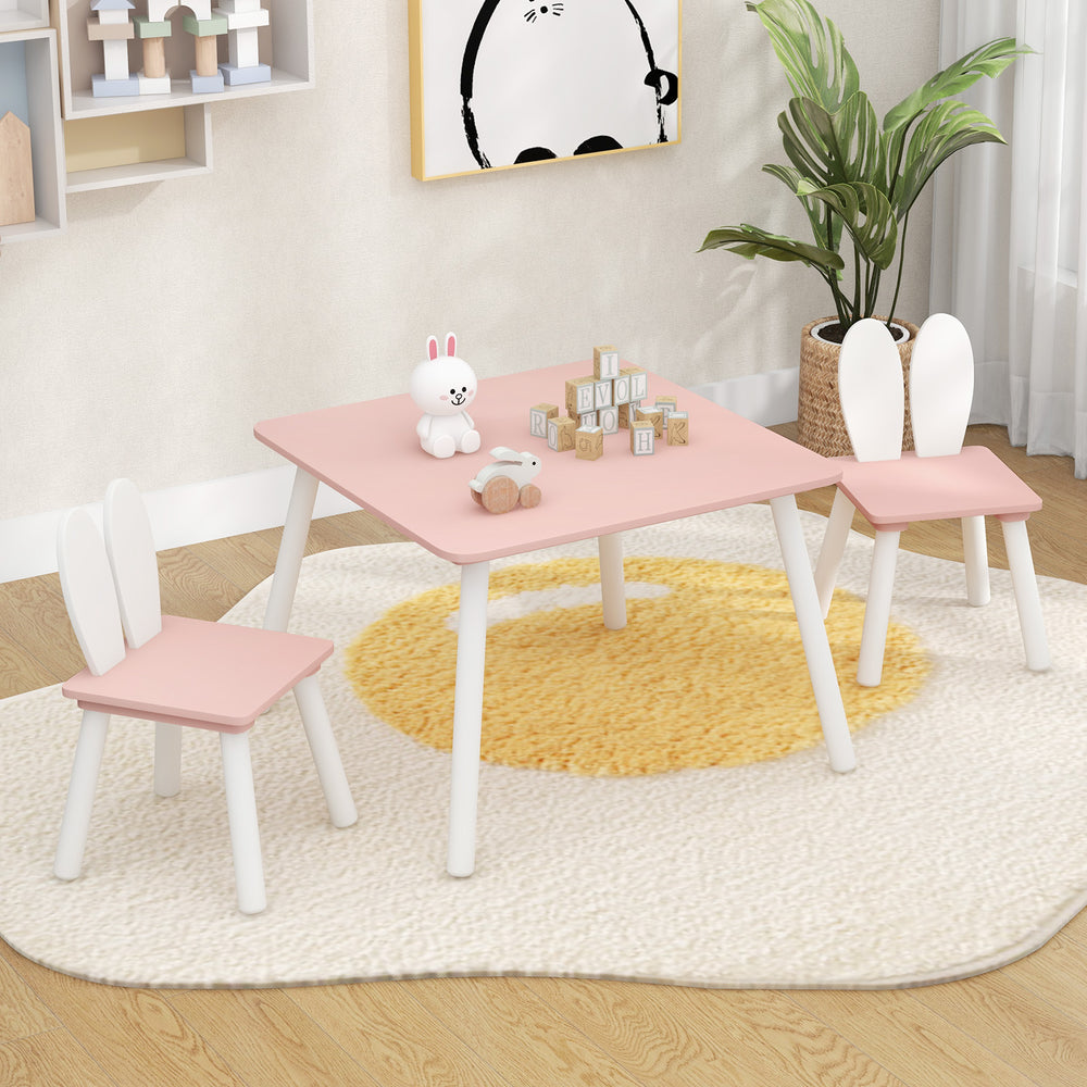 3 Pieces Kids Table and Chairs Set for Arts Crafts Snack Time-Pink - Gallery View 1 of 10
