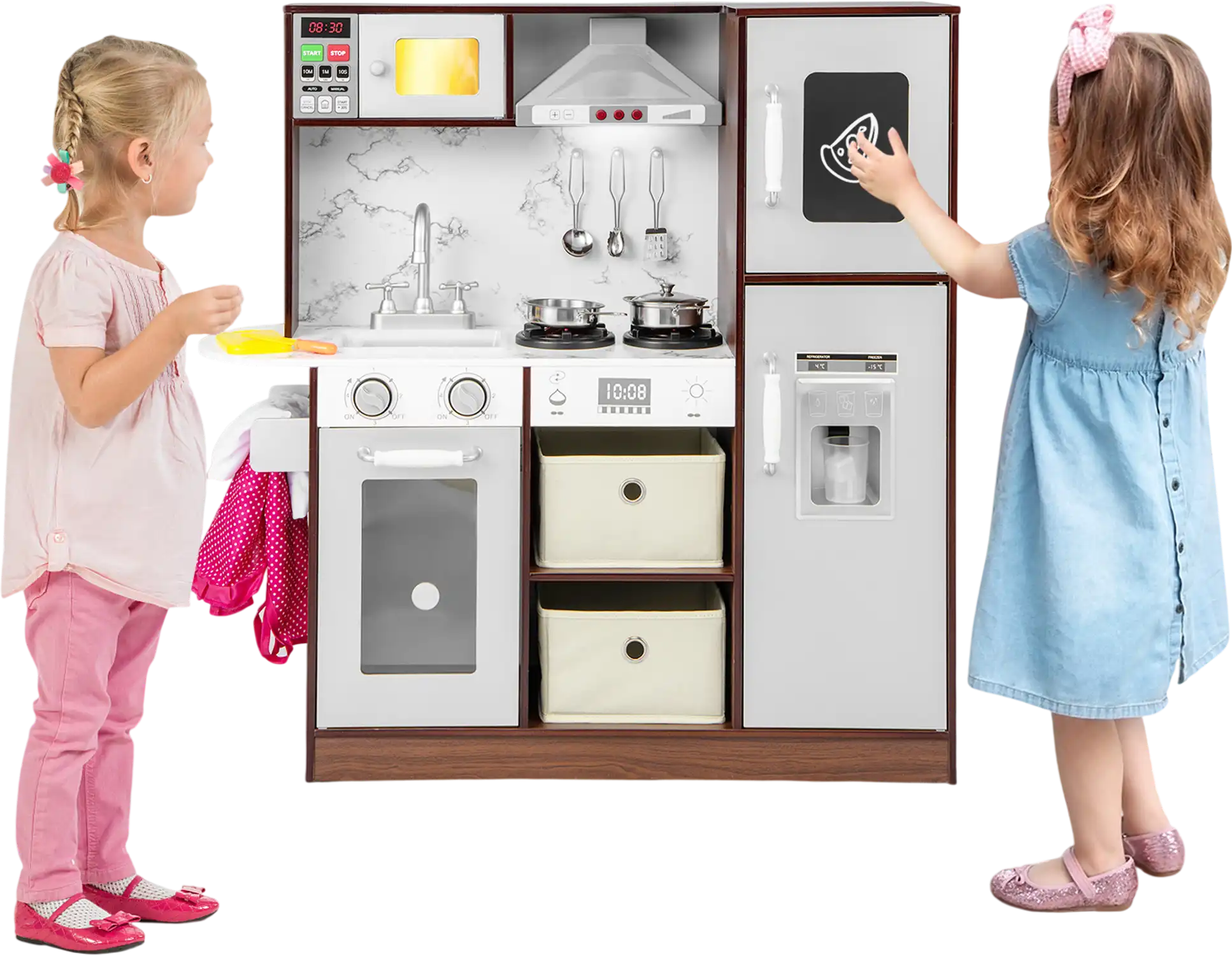 Costway Kids Modern Toy Kitchen Playset Lights Sounds Coffee 37562914 New