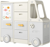 Gray bus-shaped kids toy storage organizer featuring a smooth surface and rounded corners, safe for children's use.