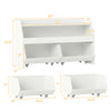 Kids toy storage organizer with two movable drawers, white wooden design, ideal for playrooms and classrooms.