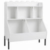 Kids toy storage organizer in white with a top shelf and 5 storage cubes, perfect for playrooms and bedrooms.
