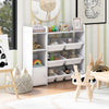 4-Tier Kids Toy Storage Organizer Bookshelf and Toy Storage Rack with Door-White - Gallery View 1 of 10
