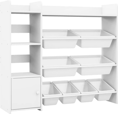 Costway 4-Tier Kids Bookshelf Toy Storage Rack w/ 8 Organizer Bins 13598467 New
