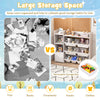 4-tier kids toy storage organizer with removable boxes, designed for safe and easy access in playrooms or bedrooms.
