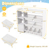 4-tier kids toy storage organizer in white with 8 removable bins and cabinet, ideal for playroom or bedroom use.