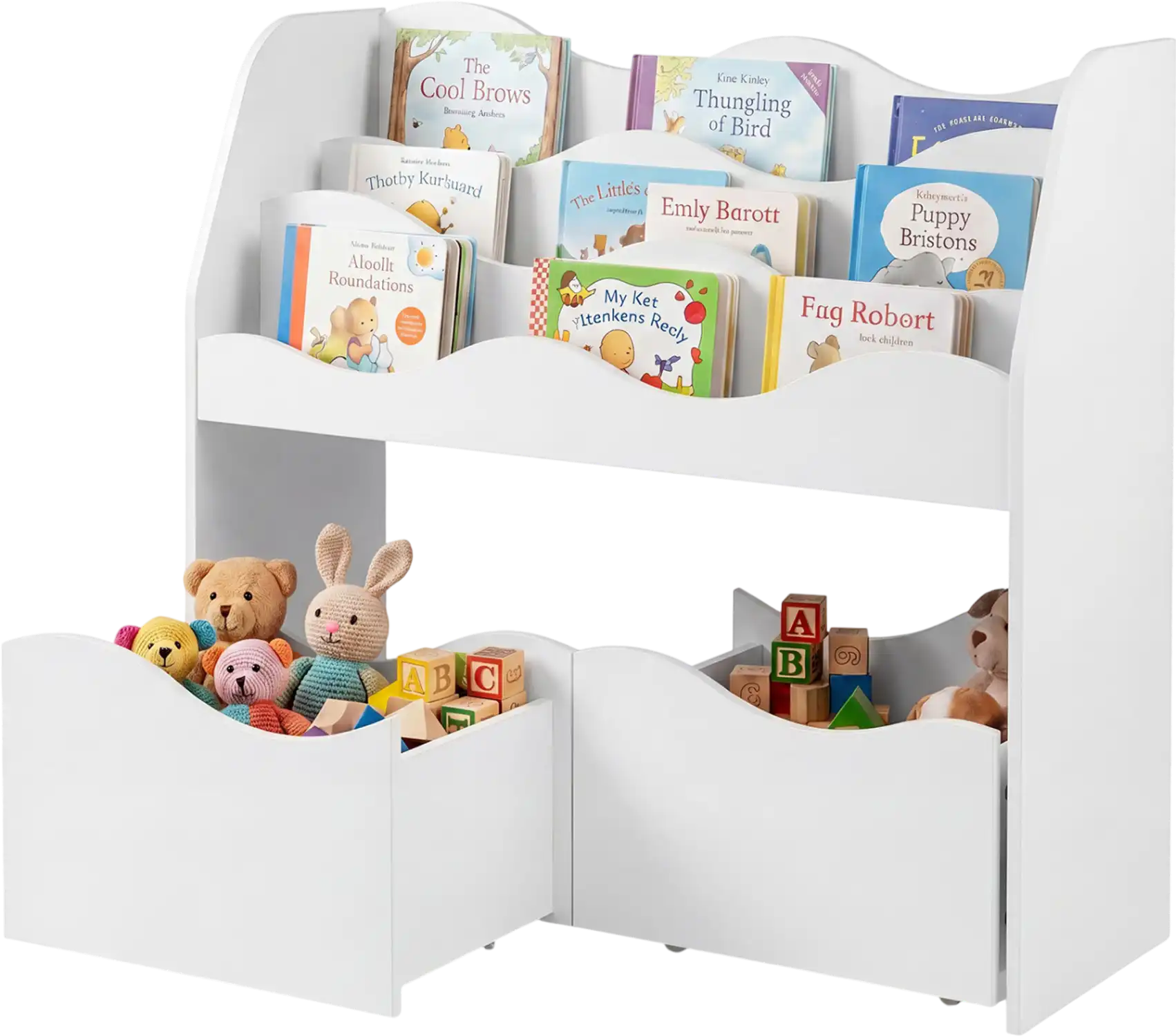 Costway Kids Toy Wooden Storage Organizer w/ 2 Rolling Drawers 22714791 New
