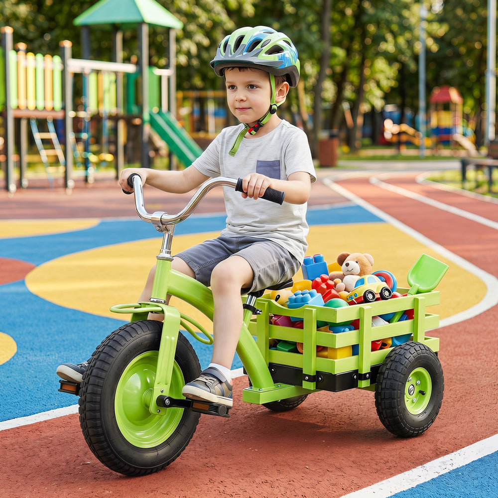 Kids Tricycle with 15 Inch Inflatable Rubber Tires -Green - Gallery View 1 of 10