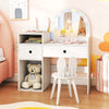Kids Vanity Desk and Chair Set with Lights, Open Shelves-White - Gallery View 1 of 12