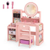 Kids Vanity Desk with Mirror Side Bookshelf and Ring Slots-Pink - Gallery View 1 of 2