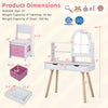 Kids vanity set with adjustable lighted mirror, ample storage, and comfortable chair for pretend play and dressing up.