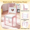 Kids chair with ergonomic backrest and heart-shaped cutout, perfect for use with the vanity set for girls.