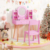 Kids Vanity Set with Lighted Mirror and Storage Drawers-Pink - Gallery View 1 of 10