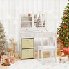 Kids Vanity Set with Lighted Mirror Makeup Desk and Chair Set with Drawers-White - Gallery View 1 of 10
