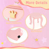 Crown-shaped handle and matching stool of the pink kids vanity set with tri-fold mirror and anti-slip foot pads.