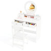 Kids vanity set in white with mirror, featuring ample storage and rounded corners for safety, perfect for dressing and.