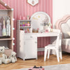 Kids Vanity Table and Chair Set with Shelves Drawer and Cabinet-White - Gallery View 1 of 9