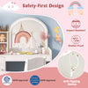 Kids vanity table and chair set in white with impact-resistant mirror, storage drawer, and anti-tipping design for.