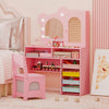 Kids Vanity with Lights and 5 Drawers for Kids Aged 3+ Years Old-Pink - Gallery View 1 of 11