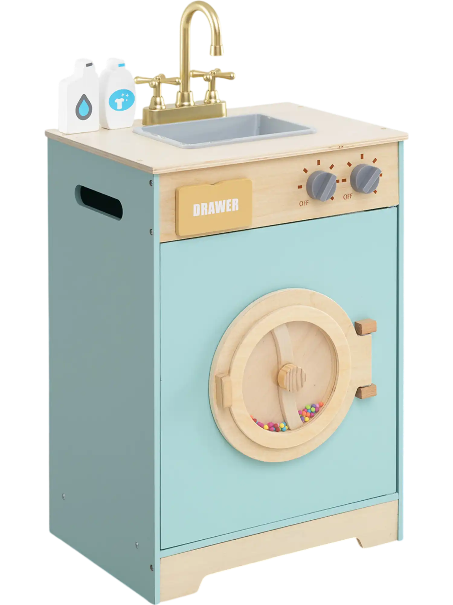 Costway Kids Washer Playset Toy Washing Machine Laundry Detergent Blue 129367458 New