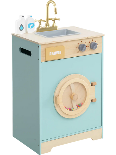 Costway Kids Washer Playset Toy Washing Machine Laundry Detergent Blue 129367458 New