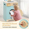 Kids washer playset toy washing machine in blue with rotating knobs and detergent drawer for imaginative play.