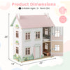 Kids wooden dollhouse with double-sided roofs, featuring multiple rooms and furniture for imaginative play, 26 inches.