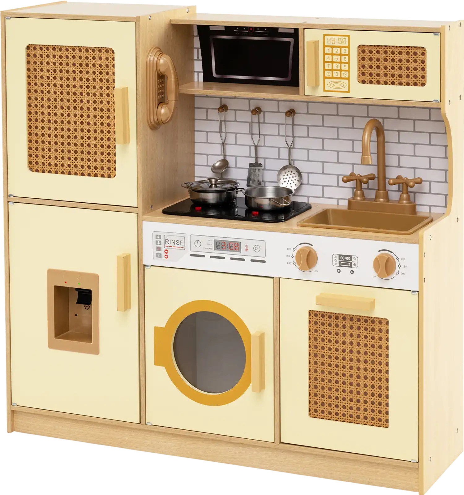 Costway Kids Wooden Play Kitchen Set Lights Sounds 132546879 New