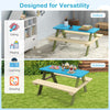 Kids wooden picnic table set in blue and beige, made of durable acacia wood, ideal for indoor and outdoor activities.