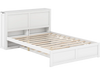 Twin/Full kids wooden platform bed with trundle storage and headboard, featuring sturdy slats for support and large.