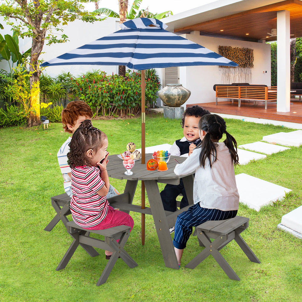Kids Wooden Table Set for Children Aged 3+ Years-Gray - Gallery View 1 of 10
