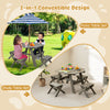 Kids wooden table set in gray with removable umbrella, ideal for outdoor picnics or indoor study for children aged 3+.