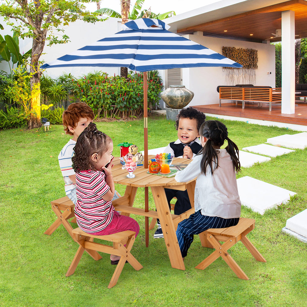 Kids Wooden Table Set for Children Aged 3+ Years-Natural - Gallery View 1 of 10