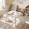 Kids Wooden Table and Chairs Set 3-Piece Toddler Furniture with Pine Wood Frame-White - Gallery View 1 of 10