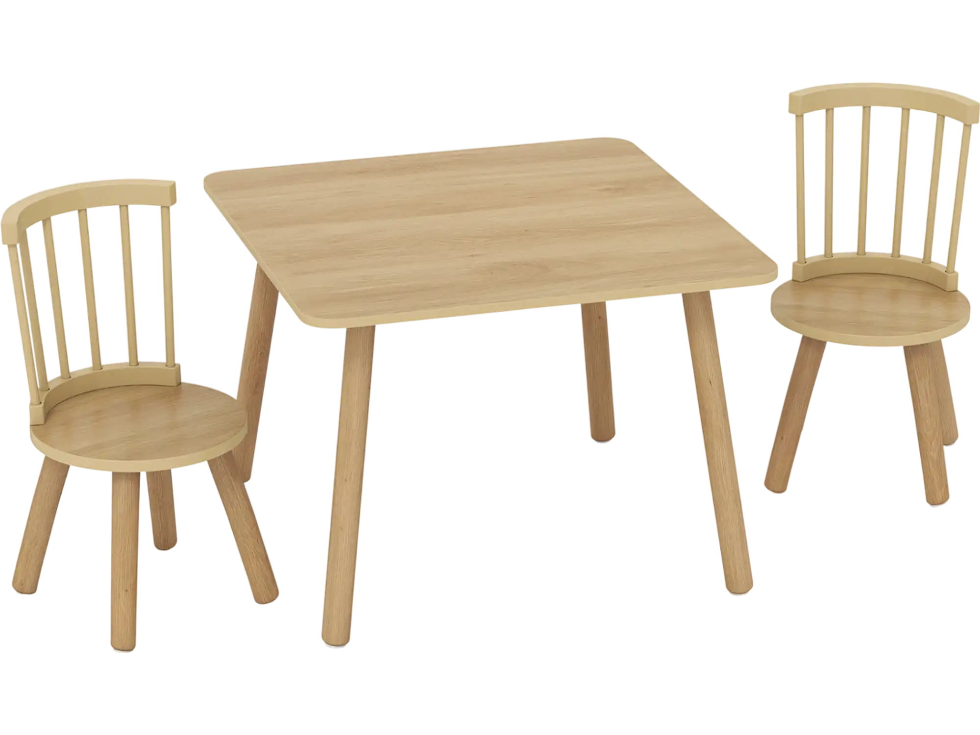 Costway Kids Wooden Table & 2 Chairs Set Toddler Furniture Pine Wood Frame 73526265 New
