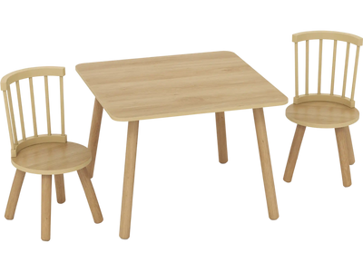 Costway Kids Wooden Table & 2 Chairs Set Toddler Furniture Pine Wood Frame 73526265 New