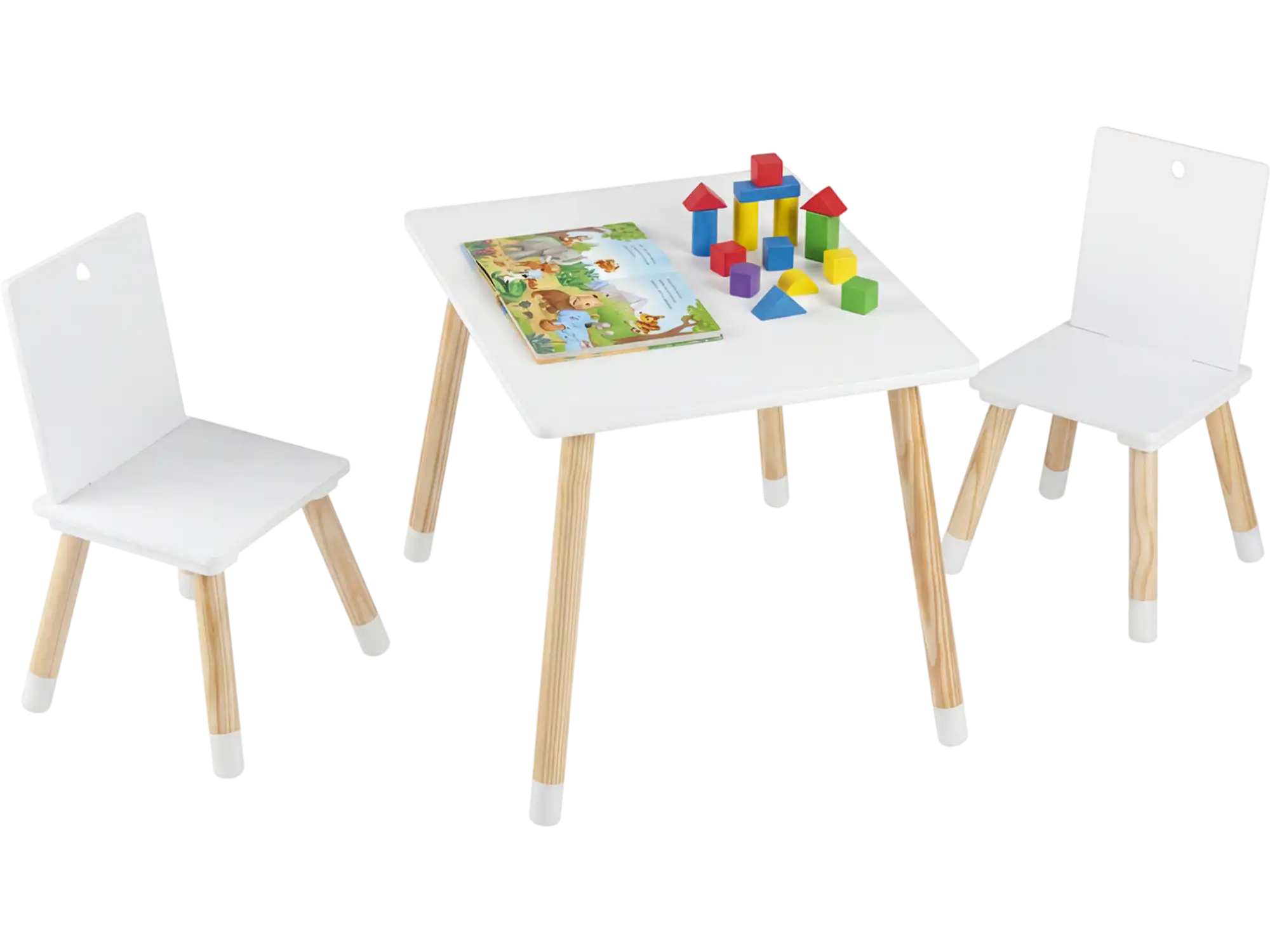 Costway Kids Wooden Table and 2 Chairs Set 73014629 New