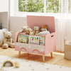 Kids Wooden Toy Box with Front Bookshelf and 4 Solid Wood Legs for Playroom-Pink - Gallery View 1 of 10