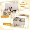 Kids wooden toy box with front bookshelf, ample storage, and 4 solid wood legs for playroom organization.