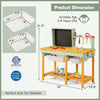Kids wooden toy workbench with storage space, blackboard, and accessories, perfect size for children aged 3-8.