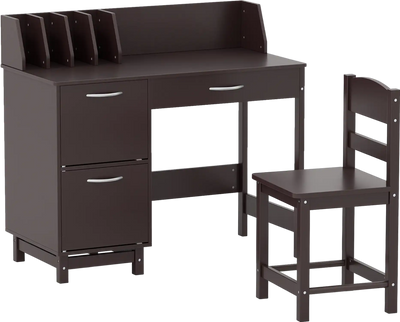 Costway Kids Wooden Writing Desk Chair Set w/ Drawer Storage Cabinet 60829715 New