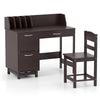 Wooden Kids Study Desk and Chair Set with Drawer and 2 Storage Cabinets-Dark Brown - Gallery View 1 of 1