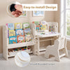 Kids desk and chair set features a tiltable desktop, side bookshelves, and smooth rounded corners for safety and convenience.