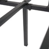 Close-up of the heavy-duty metal bed frame's support slats and legs, designed for stability and mattress support.