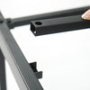 Close-up of the heavy-duty metal bed frame's slat connection, featuring a minimalist design for stable mattress support.