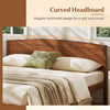 King size wooden platform bed frame with a curved headboard in walnut, featuring a minimalist design for cozy modern rooms.