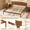 King size wooden platform bed frame with curved headboard, featuring pine wood legs, 8 plywood slats, and middle support legs.